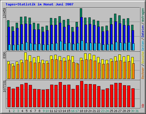 Tages-Statistik im Monat Juni 2007