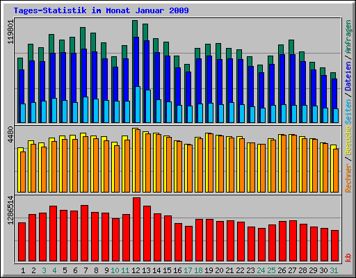 Tages-Statistik im Monat Januar 2009
